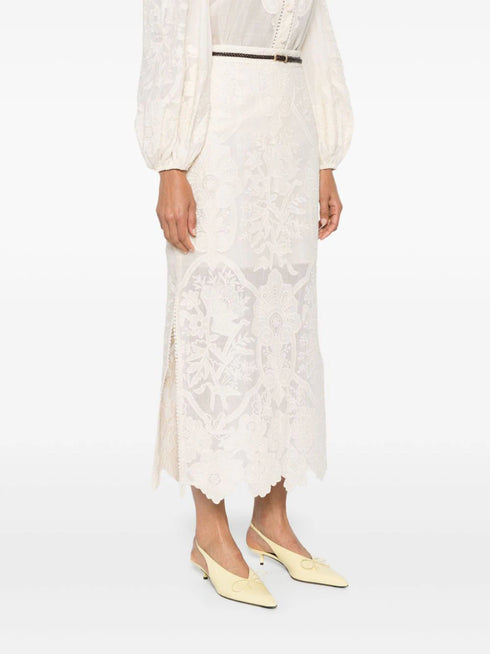 Ottie embroidered midi skirt